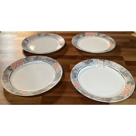 Set of 4 Corelle by Corning Silk and Roses Dinner Plates 10.25" - Picture 4 of 10